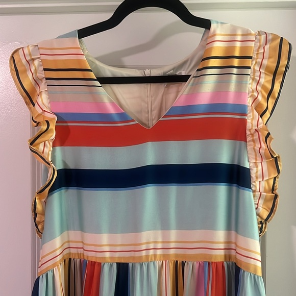 V-NECK TIERED MAXI DRESS - MULTI STRIPE - Picture 3 of 4